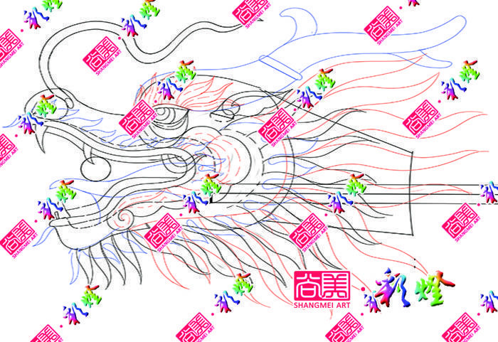 牛年彩燈《龍騰四?！反笮椭黝}彩燈龍頭放樣圖